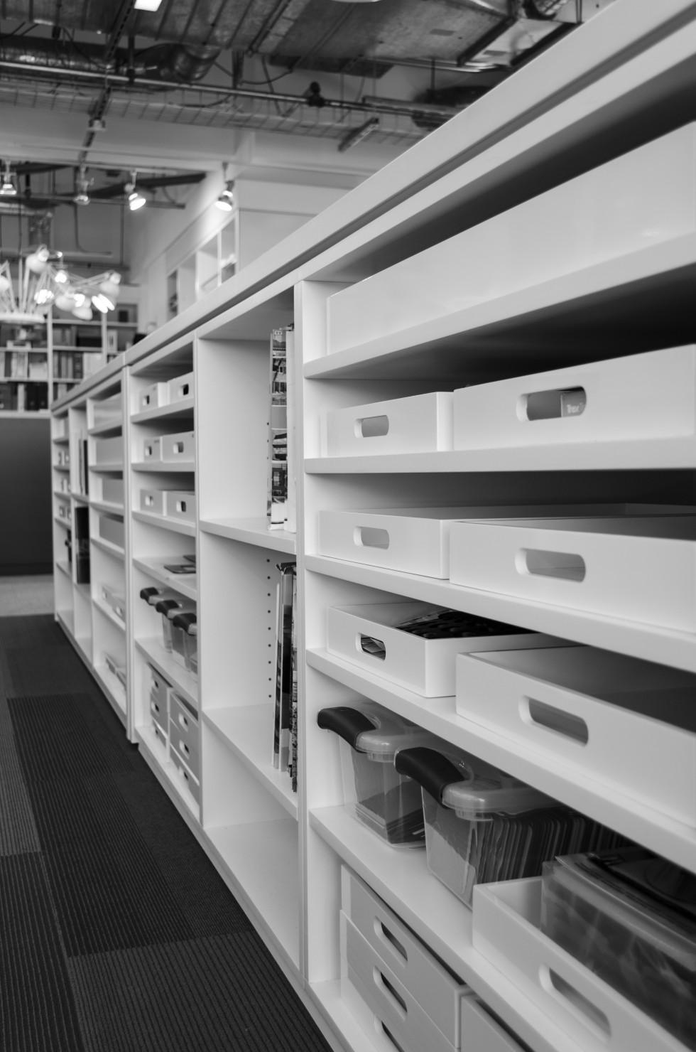 Architectural library shelves and material 