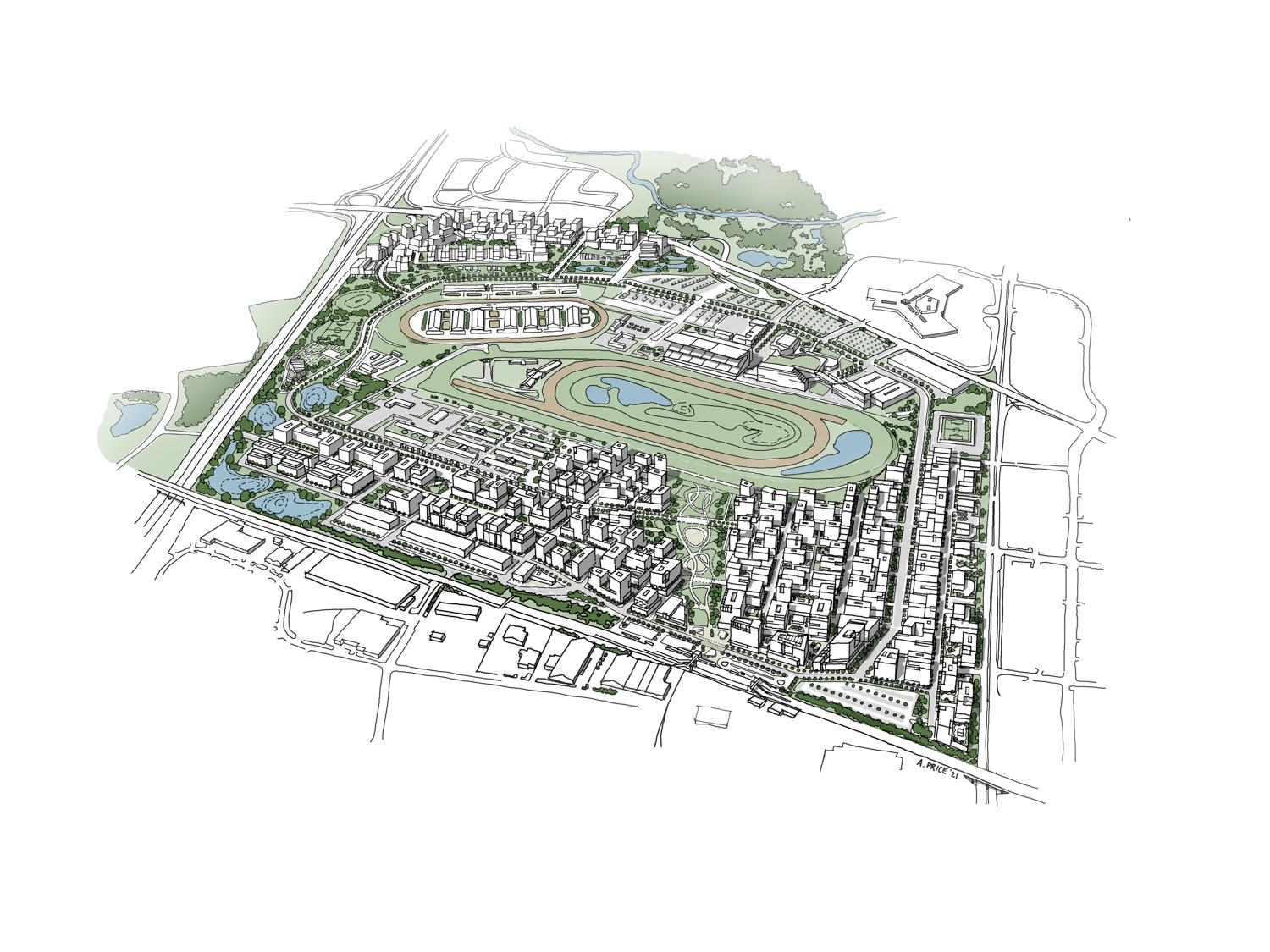 site plan aerial sketch of Woodbine master plan