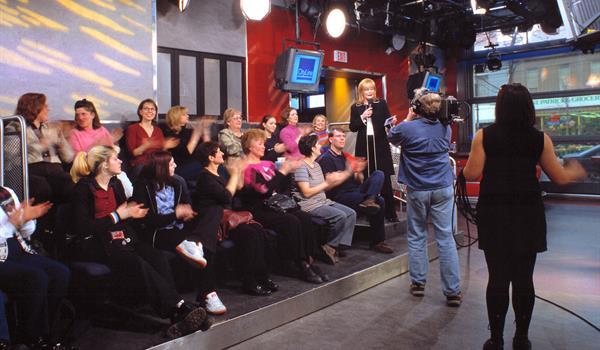 filming a daytime talk show with studio audience at the broadcast facility located in 299 Queen Street West