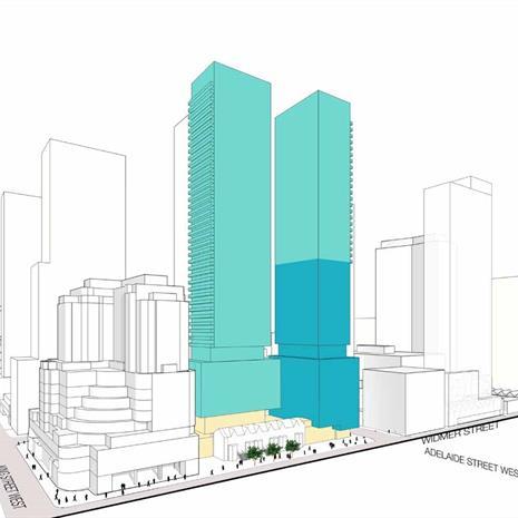 Massing study of a downtown Toronto high rise condo development