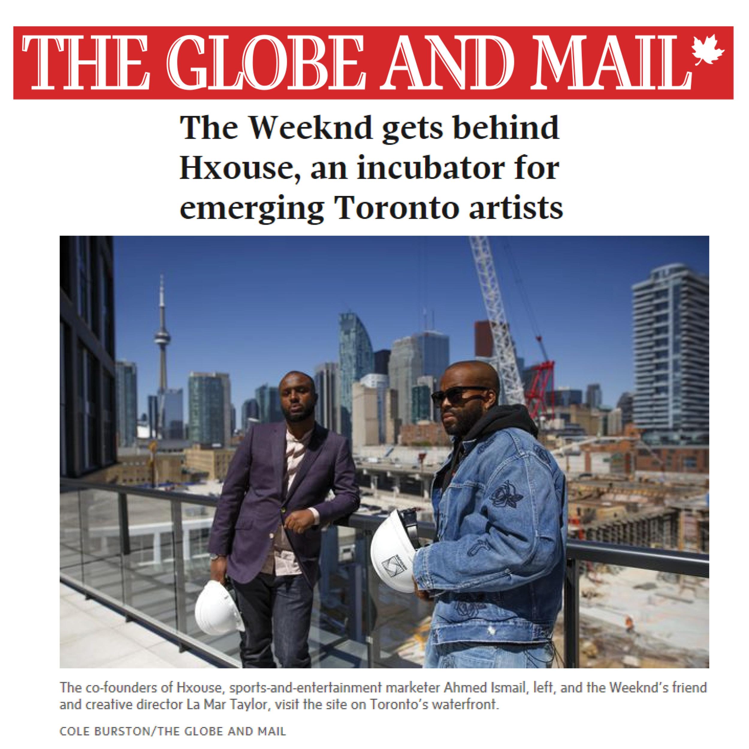 thumbnail with photo of two men on a construction site and the Globe and Mail banner