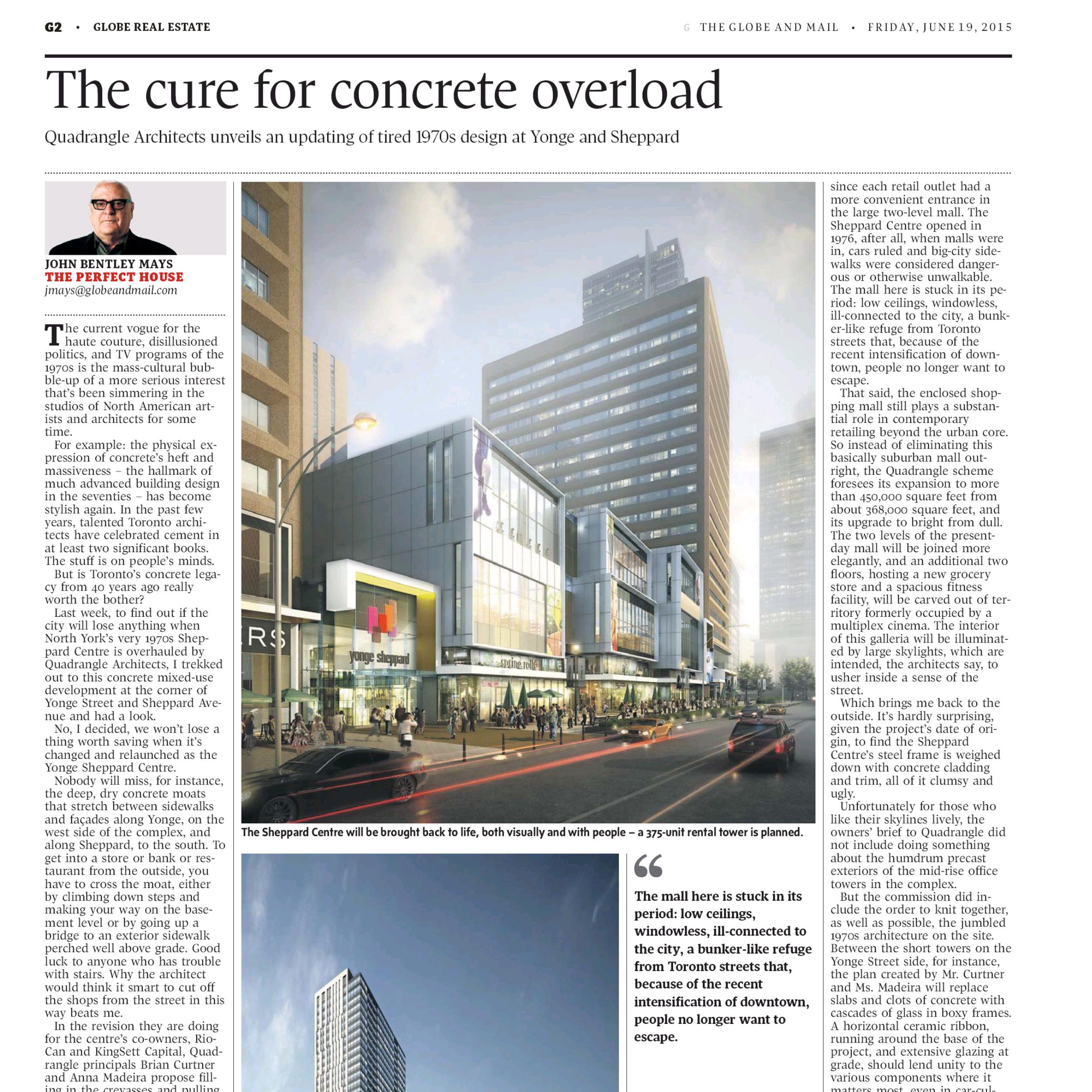 Globe and Mail newspaper article about Yonge Sheppard Centre