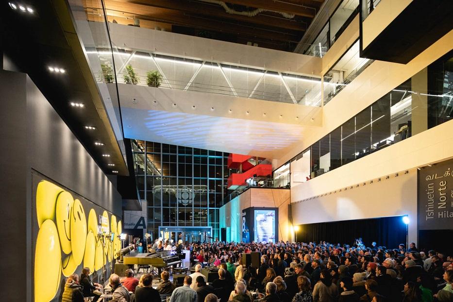 interior rendering overlooking the atrium of Maison Radio-Canada