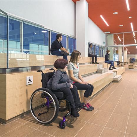The viewing areas of the Pan Am Aquatics Centre are fully accessible
