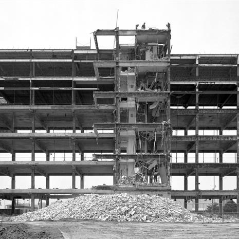Steel and concrete frame of the building