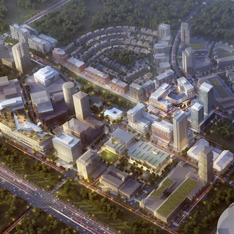 aerial rendering of Downtown Markham Master Plan